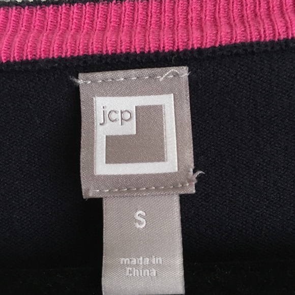 Color Block Stripe Navy, Pink, & Gray Cardigan - Picture 6 of 8